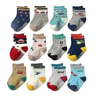 FIMALIA Anti-Skid Toddler Socks (Pack of 4)
