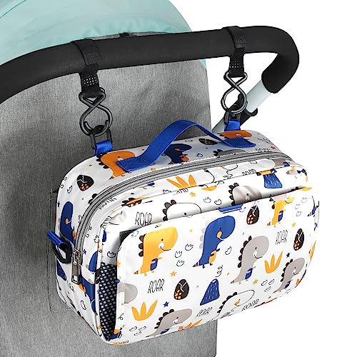 Image of Accmor Stroller Organizer, Universal Stroller Organizer with Insulated Cup Holder Pocket, Dual Purpose Large Capacity Stroller Bag Caddy, Stroller Accessories Fits for Uppababy, Doona, Nuna Strollers