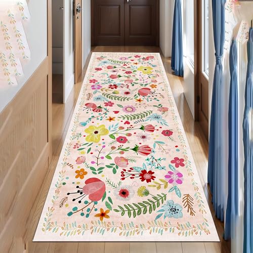 Tapete Floral Rosa 182x122 cm Lavable Antideslizante miniatura 6