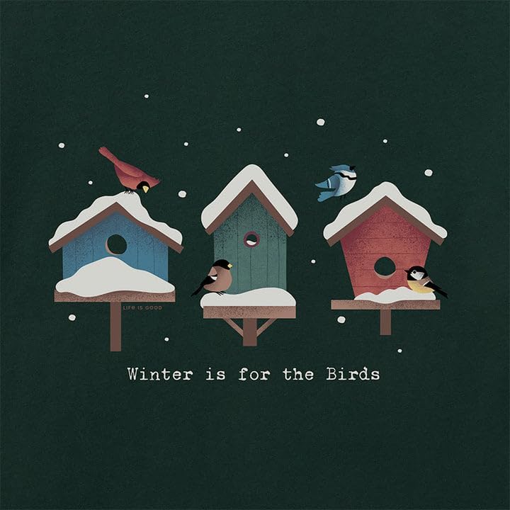Life is Good. Women's Winter is for The Birds Long Sleeve Crusher Tee, Treeline Green