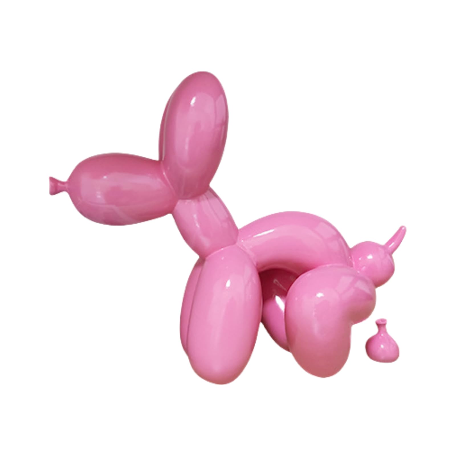 YOYUMI Sculpture Balloon Dog Pooping Resin Ornaments Statues for Home Decor Living Room Office Decoration, 9 Inches (Pink)