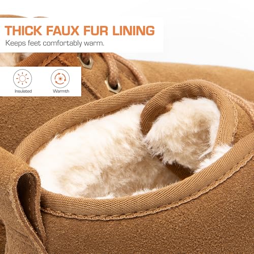 DREAM PAIRS Women's Ankle Winter Boots Genuine Suede Leather Faux Fur Lace Up Snow Warm Comfort Cozy Short Booties FuzzyGo Women's Cozy4