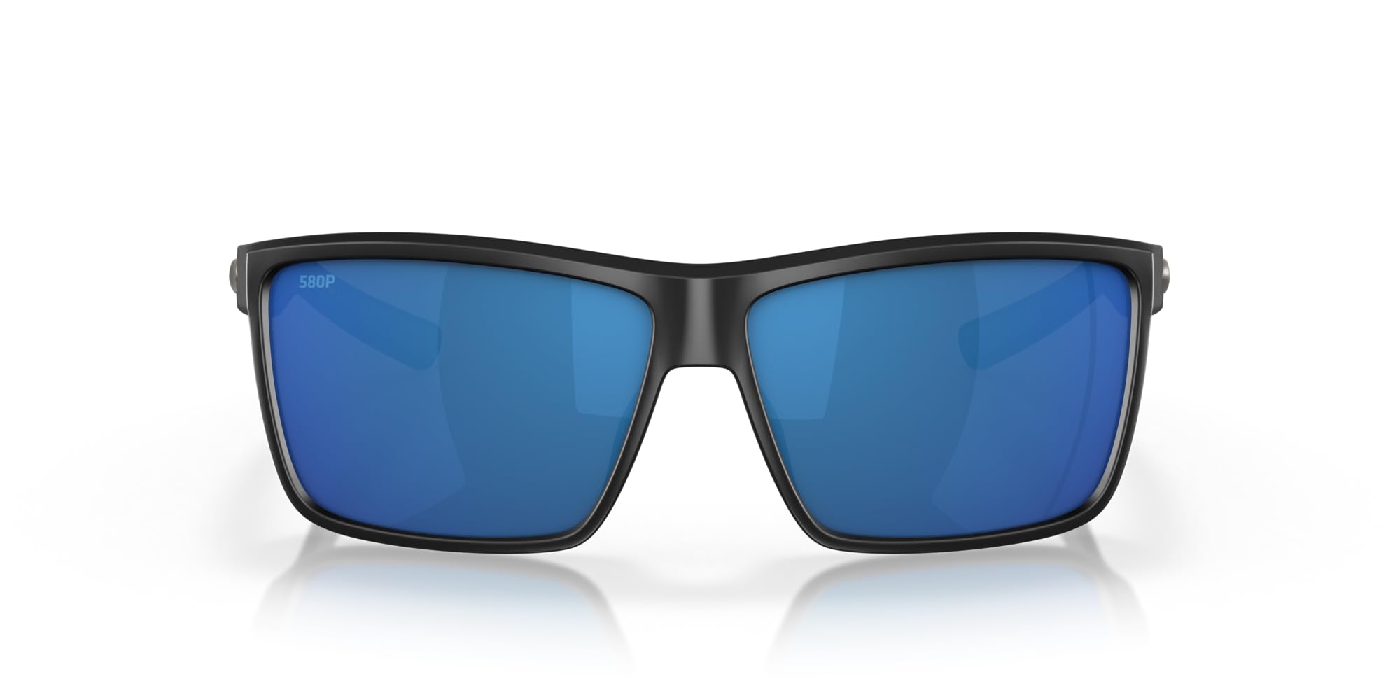 Costa Del MarMen's Rinconcito Rectangular Sunglasses, Matte Black/Blue Mirrored Polarized 580p, Medium