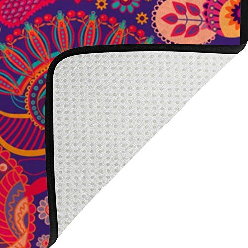 Tapis Rose Vif à Motifs Cachemire Grand Tapis de Salon Durable Facile à Nettoyer - 5