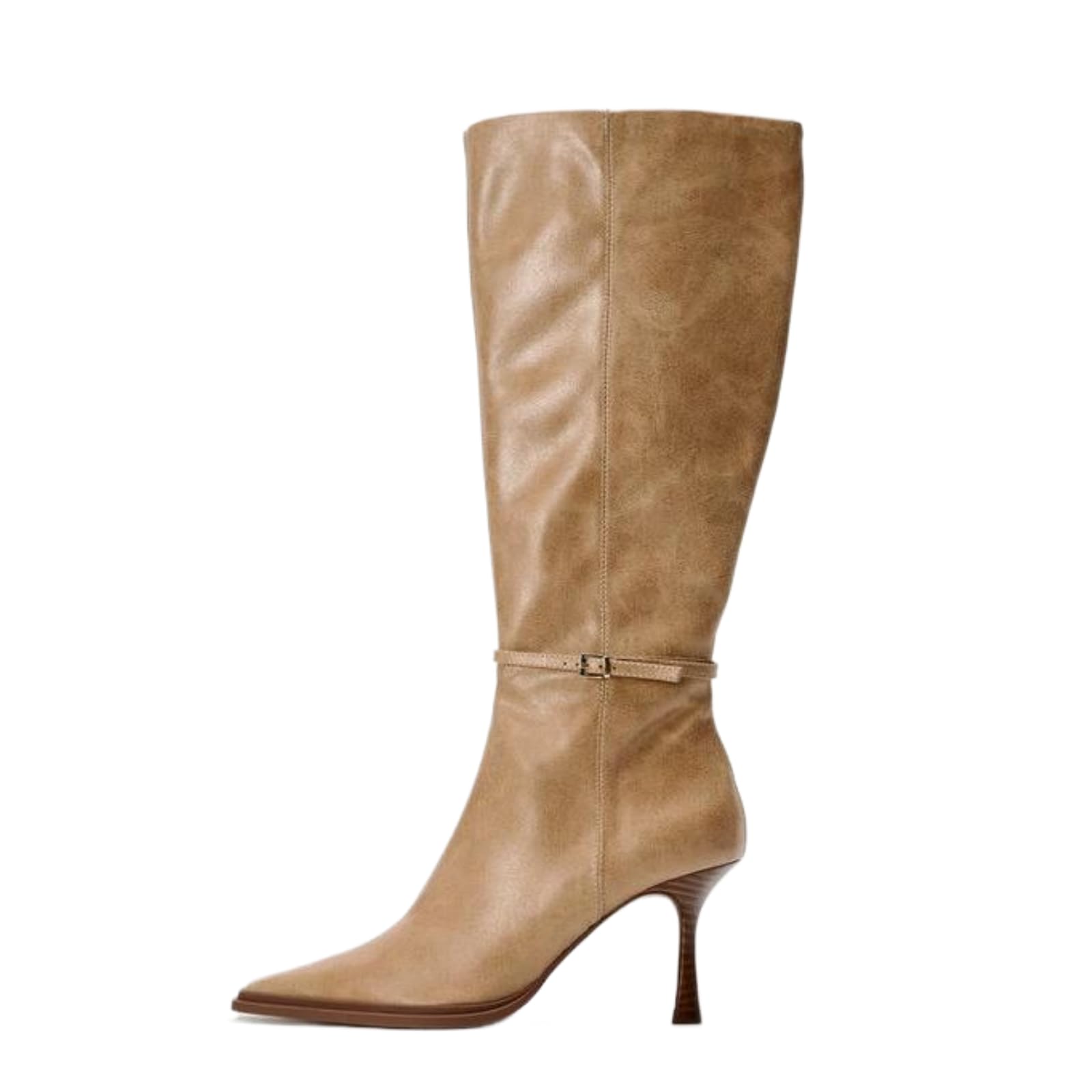 Women's Knee-High Boots Pointed Toe Sexy Stiletto High Heel Riding Boots Slide Zipper Buckle Strap Tall Boot Fashion Trendy Shoes