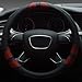 Produktbild Semoss Gute Qualität Komfortabel Echt Leder Sports Lenkradbezug Lenkradhülle Lenkradabdeckung Lenkradschoner Auto Universal Atmungsaktiv Steering Wheel Cover,Dimension:37-38cm,Farbe:Schwarz / Rot