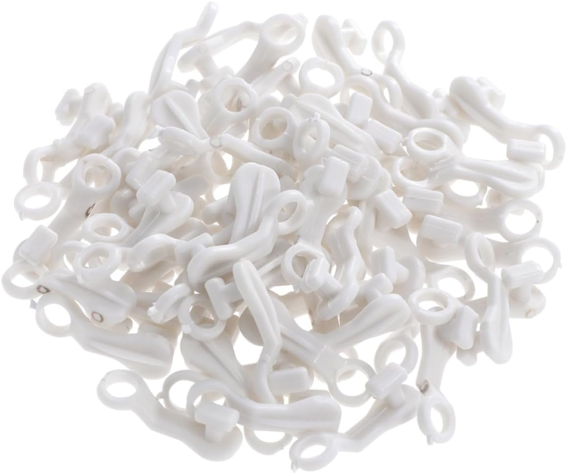 100Pcs S Shape Curtain Hooks Plastic Rail Track Gliders for Window Shower and Door Curtains Easy to Install Sturdy Compatible
