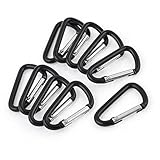 uxcell 10 Pcs Black D Shaped Aluminum Alloy Snap Clip Fishing Key Chain Carabiner Hook
