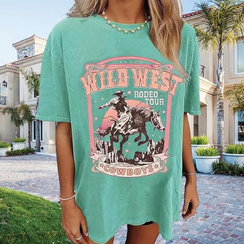 Oversized Graphic tees for Women Vintage Rodeo Graphic Oversized Tops Country Music Tees Short Sleeve Cowgirl T-Shirt4