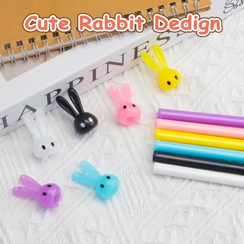 Zoyiancy 12 bolígrafos de gel con tinta negra 0.5mm diseño conejo miniatura 4
