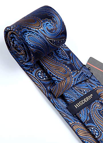 Image of HISDERN Ties for Men Paisley Floral Tie Handkerchief Classic Woven Business Formal Necktie and Pocket Square Set Wedding