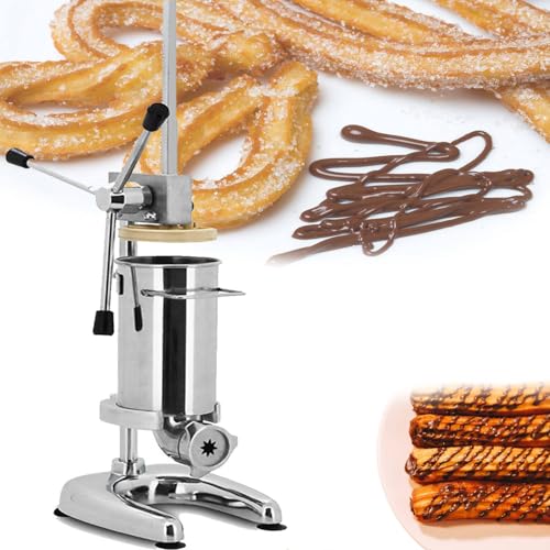 DHMYYXGS Verticales Máquina para Hacer Rellenos De Churros,Máquina para Hacer Churros Rosquillas Españolas Comercial,Máquina para Hacer Churros Manual Acero Inoxidable,5 Tipos De Moldes 2L
