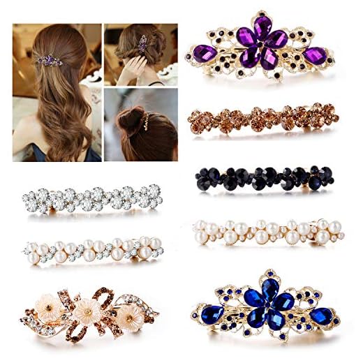 Minimalism CZ White Pearl Hair Clips Decorative Champagne brown CZ Crystal Hair Barrettes Bridal Hair Pins Bridal Hair Clip Handmade Hair Accessories for Teens Girls Women with Hair Styling (Mix)