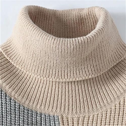 Men Turtleneck Sweaters Patchwork Knitted Pullovers2