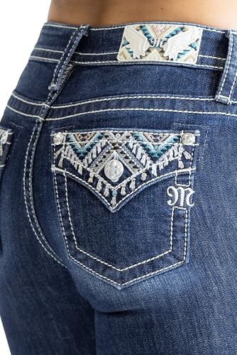 Miss Me Women's Embroidered Western Faux Flap Pocket Mid-Rise Bootcut Jeans4
