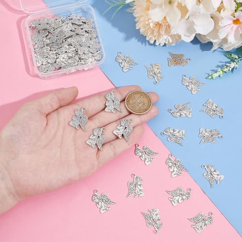 UNICRAFTALE about 60Pcs Angel Charms Tibetan Style Alloy Pendants Praying Angel Pendants Jewelry Making Charms Metal Charm for Christmas Earrings Necklace Bracelet Supplies Craft Antique Silver - Image 4