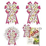 ALIBBON 2Pcs Flip Flop Bows for Wreaths, Summer Wreath Bows, Rosy Red Bows, Small Dot Bows for Crafts, Summer Decor, Slipper Bows for Wreath Indoor Outdoor Wall Window Decorations