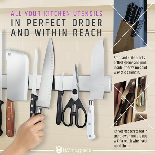 Image of 24 Inch Heavy-Duty Magnetic Knife Holder for Wall (Large Size) - Premium Stainless Steel Magnetic Knife Strip - Professional Space-Saving Knife Bar With Powerful Magnetic Pull Force (Upgraded Version)