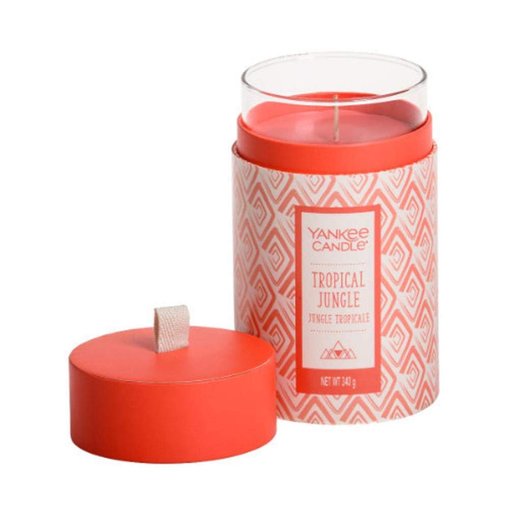 Bougie en cire Yankee Candle pilier en verre rouge avec paraffine hautement raffinee