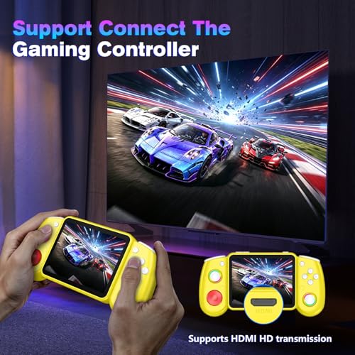 Image of RG43H Pro Retro Handheld Game Console, 4.3 Inch Retro Gaming Console with 4000mAh Battery, RK3562 Opensource Hand Held Games Console, EmuELEC&RGBOX Dual Systems Video Console, HDMI TV Output, Yellow
