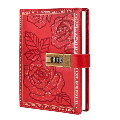Journal Intime avec Verrou,Journal à Code B6 | 224 Pages Cuir Rose Couverture Rigide Ligné pour Ados Adultes Voyage Anniversaire Noël École | Agenda pour...