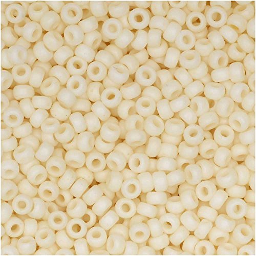 Miyuki Round Rocaille Seed Beads Size 11/0 8.5g Matte Opaque Cream by Miyuki, 11/0 or Approx. 2mm in diameter