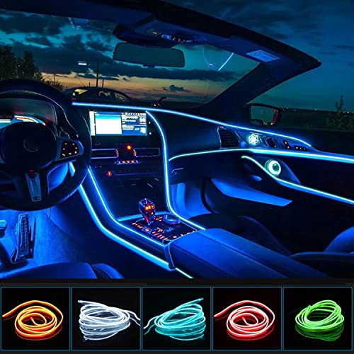 Led Lampe Décorative, Bande LED d'éclairage intérieur de voiture 1M/2M/3M/5M, guirlande de décoration, lumières atmosphériques, néon flexible, produits de voiture, partie intérieure (1M-USB, Bleu)