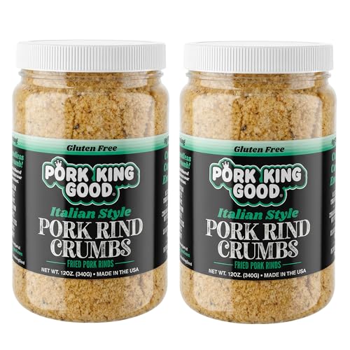 Pork King Good - Pork Rind Breadcrumbs - 2 Pack! Keto Friendly, Paleo, Gluten-Free, Sugar Free, Zero Carb Panko Substitute (Two 12 Oz Jars) (Italian, 2 Pack)