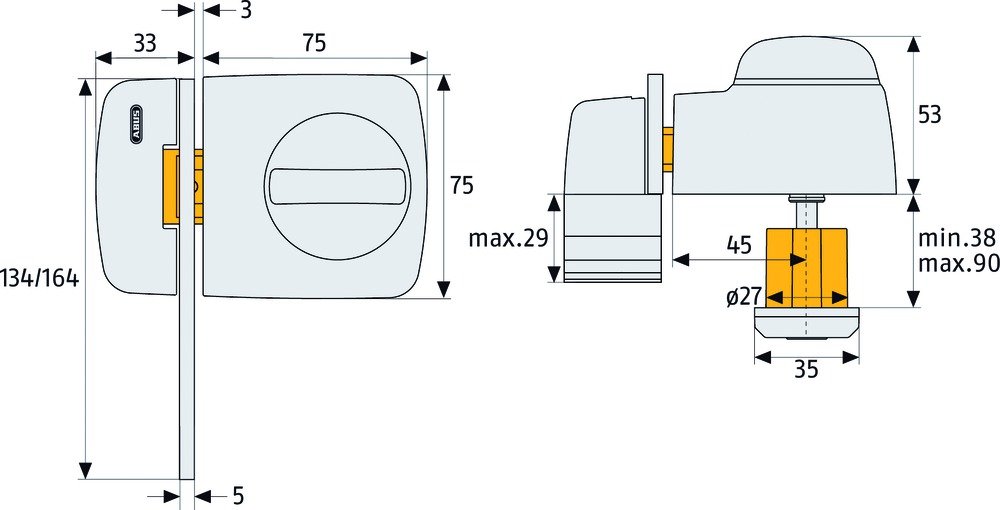 ABUS 589249 7530 S Door Lock with Blocking Clip for Thin Doors Silver - Image 2
