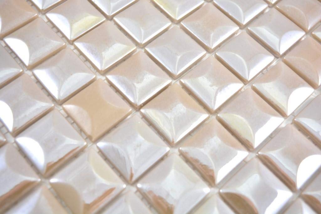 Lot de 10 carreaux de mosaïque en verre recyclé - Couleur café métallisé - Pour mur, salle de bain, cuisine, cuisine, carrelage de salle de bain