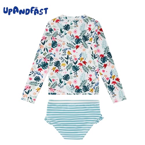 Image of upandfast Girls Rash Guard Set Long Sleeve Two Piece Swimsuit with UPF 50+ Sun Protection for Girls 3-8 Years
