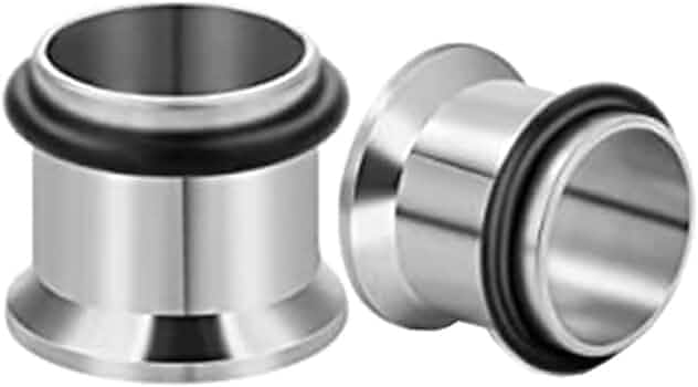 Tunnels Pour Oreilles Calefee 2 Pièces - Acier Inoxydable, Tailles De 1.6mm à 10mm, Avec Anneaux En Silicone