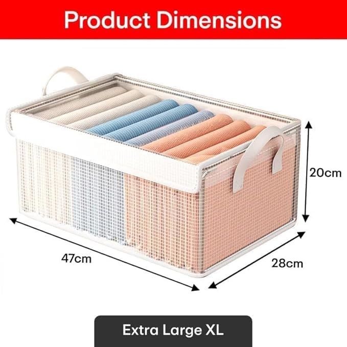 Image of Kian PVC Transparent Storage Basket With Lid and without lid Clothes Organizer Storage Box Steel Frame Wardrobe Organizer Foldable Clothes Storage Box 26 Liter (Pack of 1)