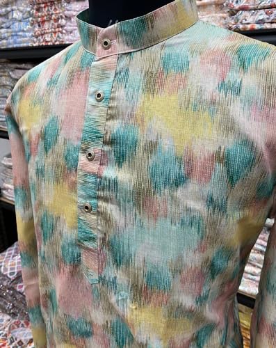 Image of FOXDX Men's Traditional Cotton Floral Printed Only Kurta