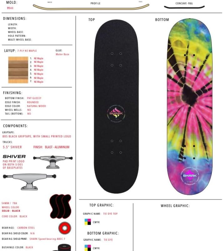 Miniatura 7 de Shark Wheel Patineta de calle, patineta completa con ruedas de tiburón blanco para patinaje de carretera