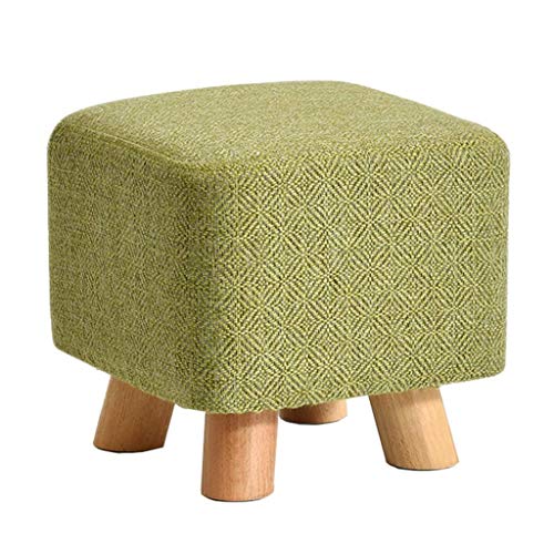 Chaise de Maquillage en Bois Massif Vert | Petit Banc Carré 29 cm