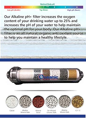 Miniatura 2 de Filtro de agua potable alcalino en línea de 6 etapas  KDF  Antioxidante Mineral pH Equilibrio  (2 x 10 pulgadas sin accesoriosclips)