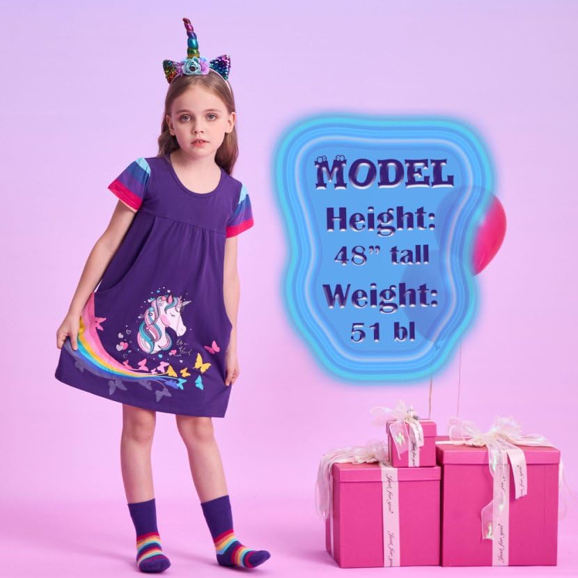 VIKITA Summer Girls Dresses Short Sleeve Casual Toddler Girl Clothes Schoold Outfits for Kids2