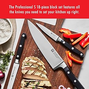 Zwilling professional s 18 piece razor sharp german block knife set made in company owned german factory with special formula steel perfected for almost 300 years dishwasher safe  urban country home decor