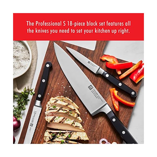 Zwilling professional s 18 piece razor sharp german block knife set made in company owned german factory with special formula steel perfected for almost 300 years dishwasher safe  urban country home decor
