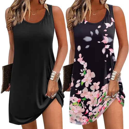 Image of Ekouaer Nightgowns for Women 2 Pack Sleeveless Sleepwear Tank Sleep shirts Chemise Nightshirt S-XXXL