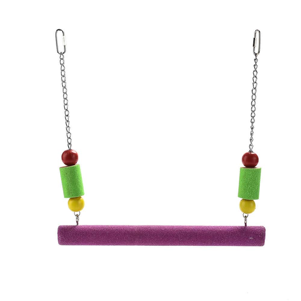 PARROT ESSENTIALS Natural Wood Swing with Double Twirlers - Colourful Wooden Swing for Parrots, Cockatoo, Conure and More - Hanging Toy Pet Swing - Parrot Toy Nest Swing Encourages Foot Exercise — view 5