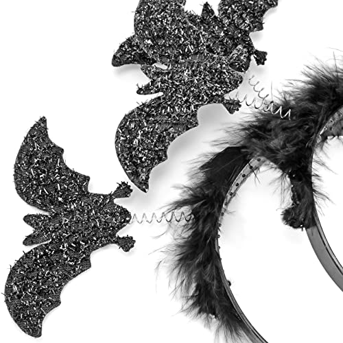 HOWAF Halloween Headband Bat Headband, Bat Ears Hair Accessories Tattoos for Halloween Costume Women Men A - Image 4
