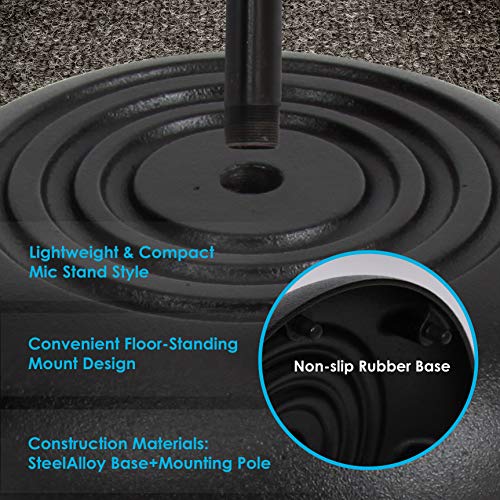 Gator Frameworkscases Microphone Stand Clamp-On Utility Shelf 15" X 11" Surface Area With 10 Pound Weight Capacity, Black, 11" X 15" & Microphone Stand - Universal Mic Mount With Heavy Compact Base #TOP6