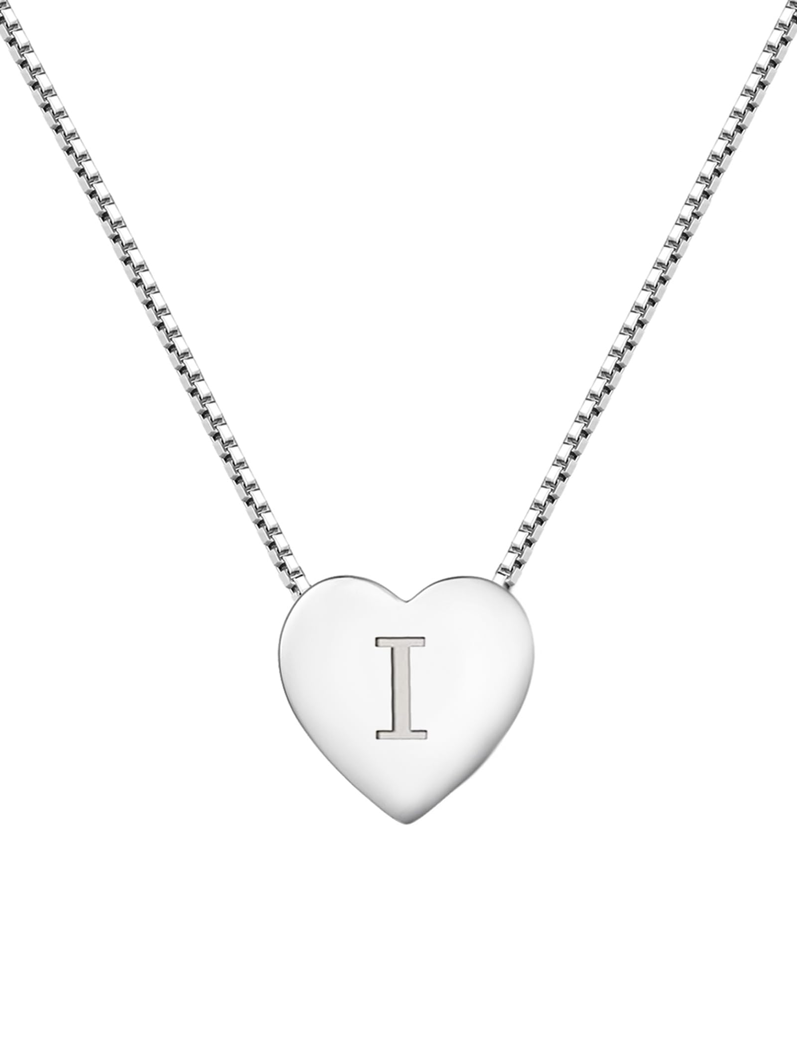 YL Initial Necklace 925 Sterling Silver Heart Letter Pendant A-Z Alphabet Cubic Zirconia Jewelry for Women