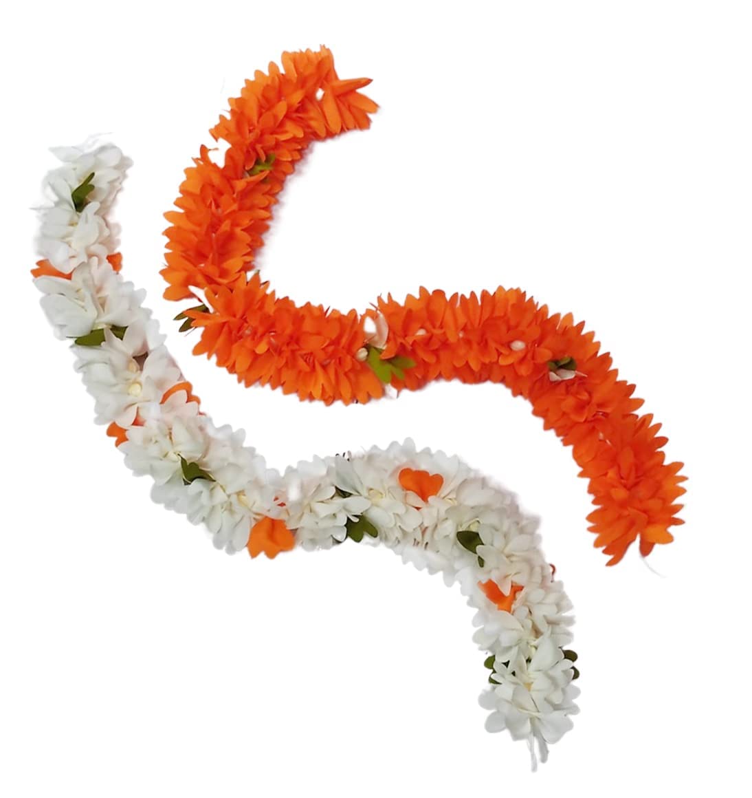 KI Artificial Jasmine Mogra Flower Hair Gajra, Hair Accessories Realistic Juda Bun, Orange White (Orange & White)-image-11