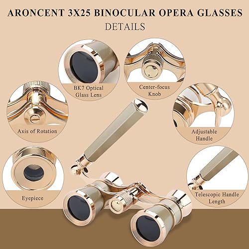 Binoculares Aroncent Opera Glasses 3X25 con Mango miniatura 2