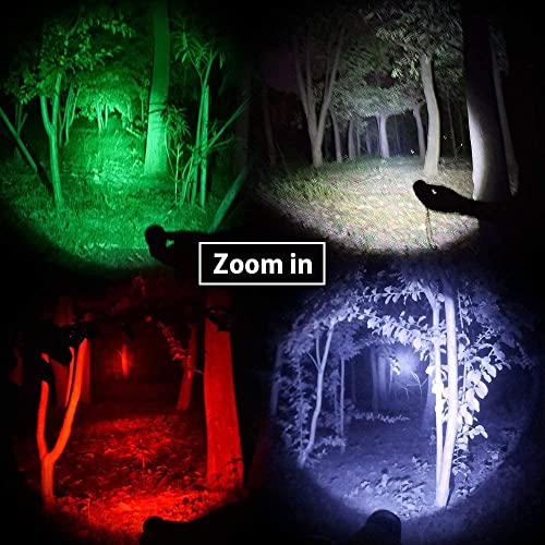 Image of KL52Plus Zoomable Hunting Flashlight with Red Green White and IR850 Light LED AS004 Adjustable Picatiny Rail Mount Bundle