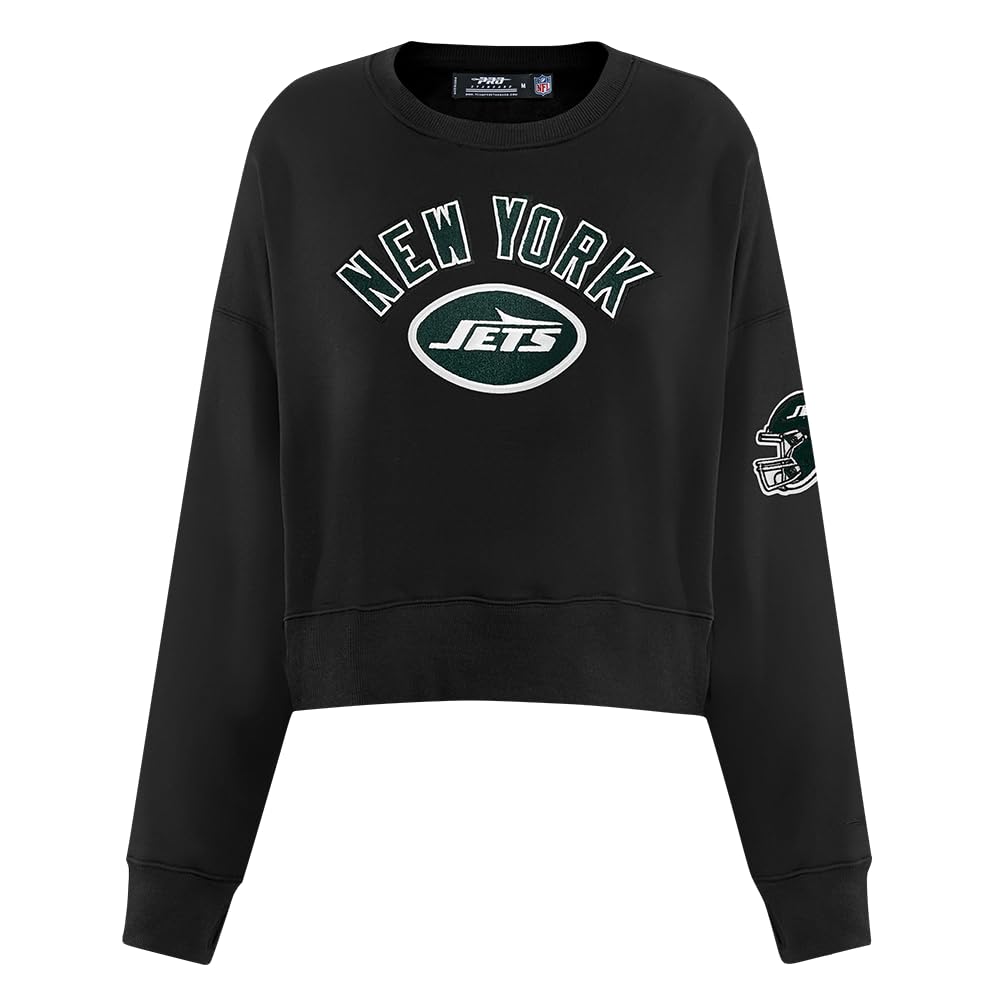 Pro Standard Womens NFL New York Jets Classic Chenille Crewneck Sweatshirt Black L