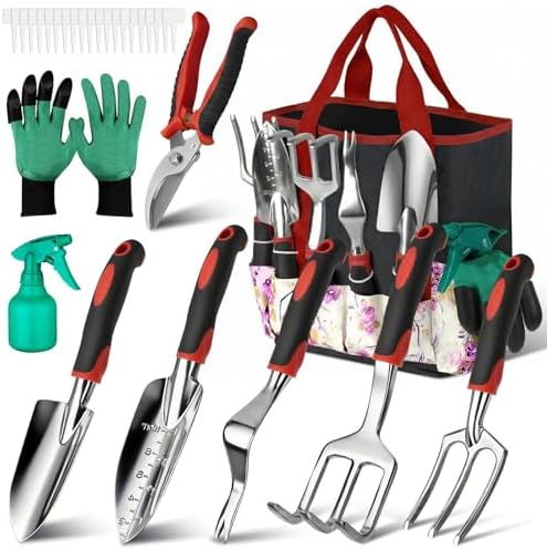 Tudoccy 30-Piece Garden Tool Set, Stainless Steel with Tote Bag